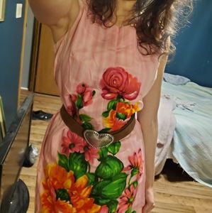 Flower Print Vintage 1960s Shift Dress